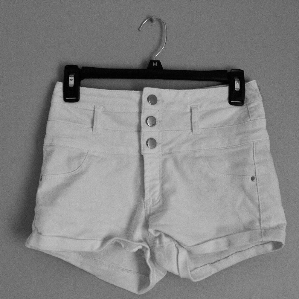 White high-waisted shorts